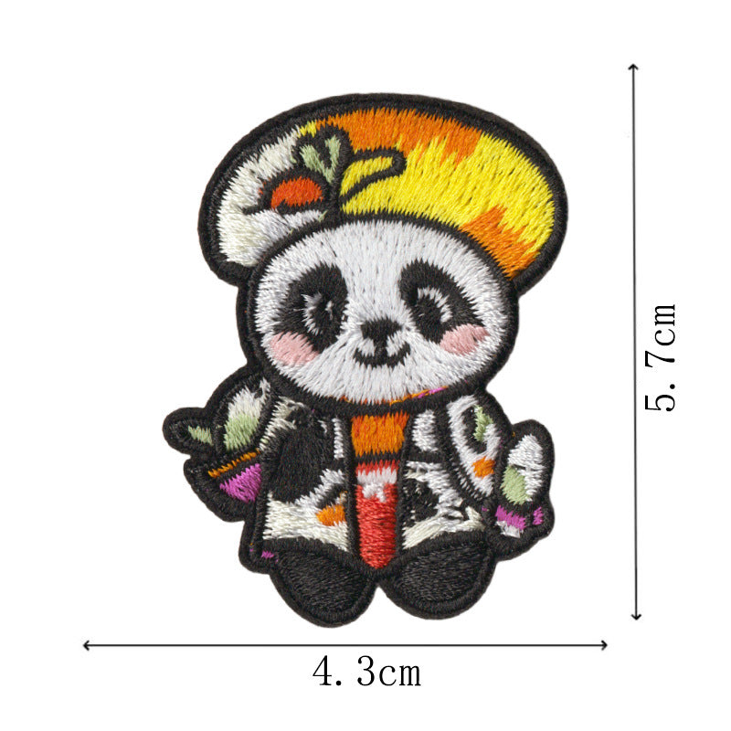 Wholesale 9 Piece Cute Panda Embroidery Patches Iron On For Kids Clothing Towel DIY Decorative Fashion Accessory