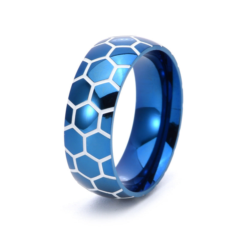 Wholesale Sports Style Luminous Football World Cup Pattern Men's Stainless Steel Rings