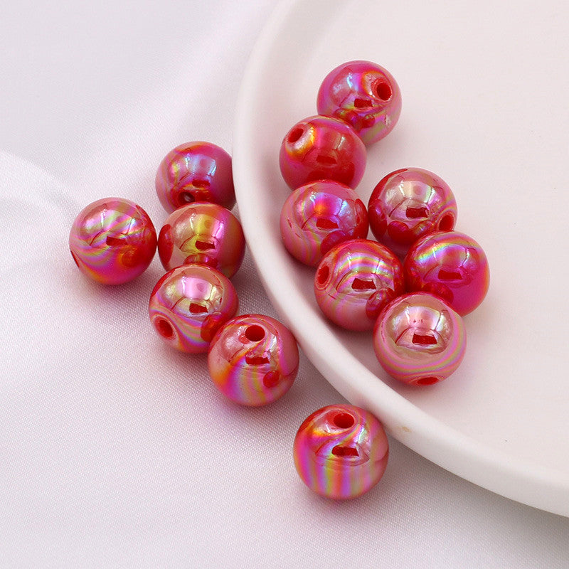Wholesale 20pcs DIY Jewelry Accessories 14mm Acrylic AB Color Straight Hole Round Beads