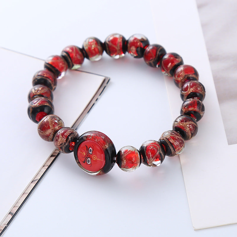 Wholesale Gray Colored Glaze Non-fading Retro Beaded Chinese Style Glass Bracelets