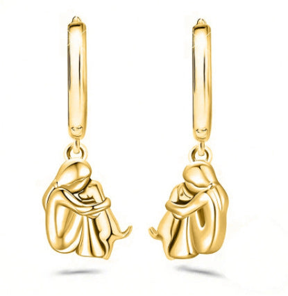 Wholesale Cute girl and dog embracing earrings