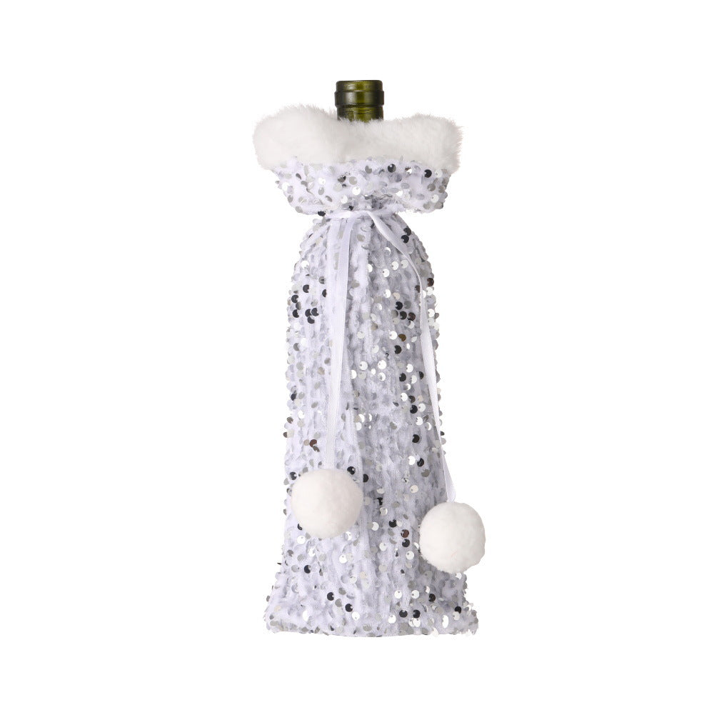 Wholesale New Christmas Glitter Bar Home Plush Wine Bottle Bag