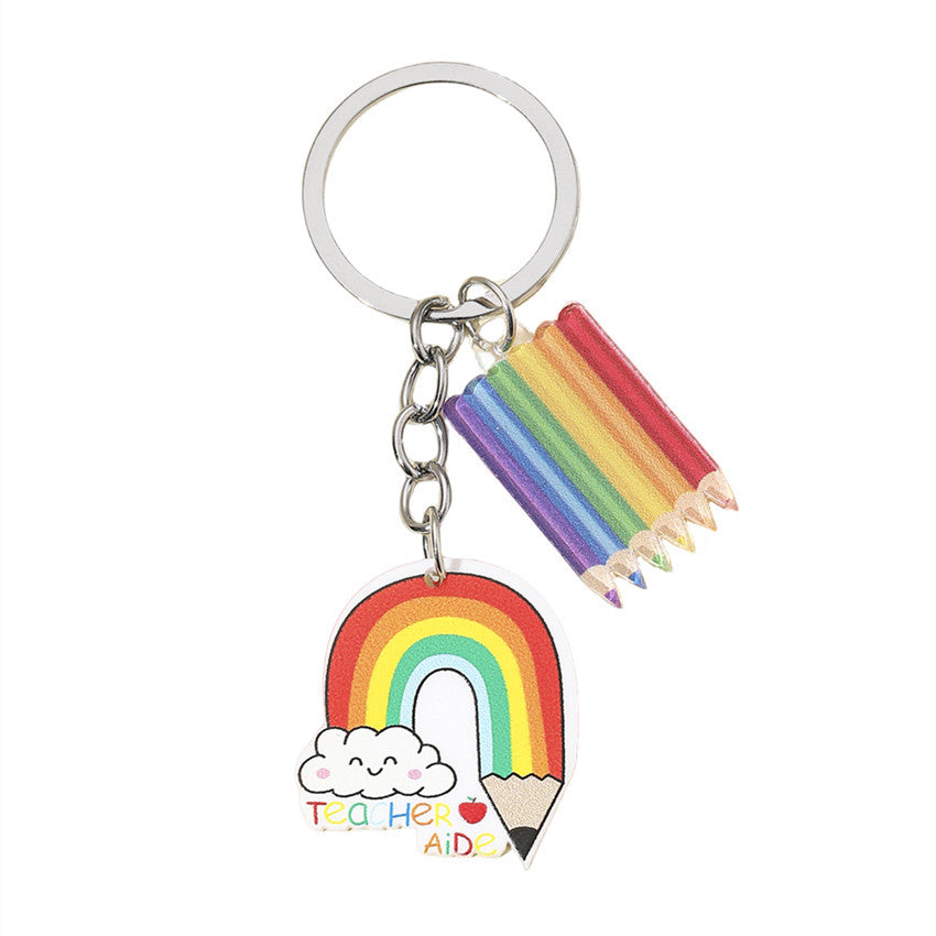 Wholesale Rainbow Pencil Teacher Acrylic Keychain
