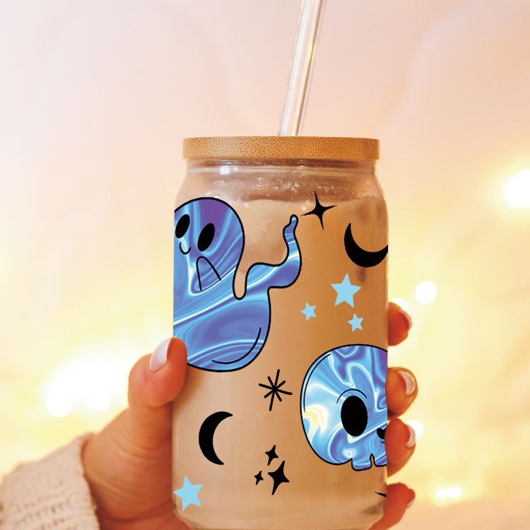 Wholesale Pumpkin Ghost Skeleton Halloween 16oz Cup UV DTF Wraps