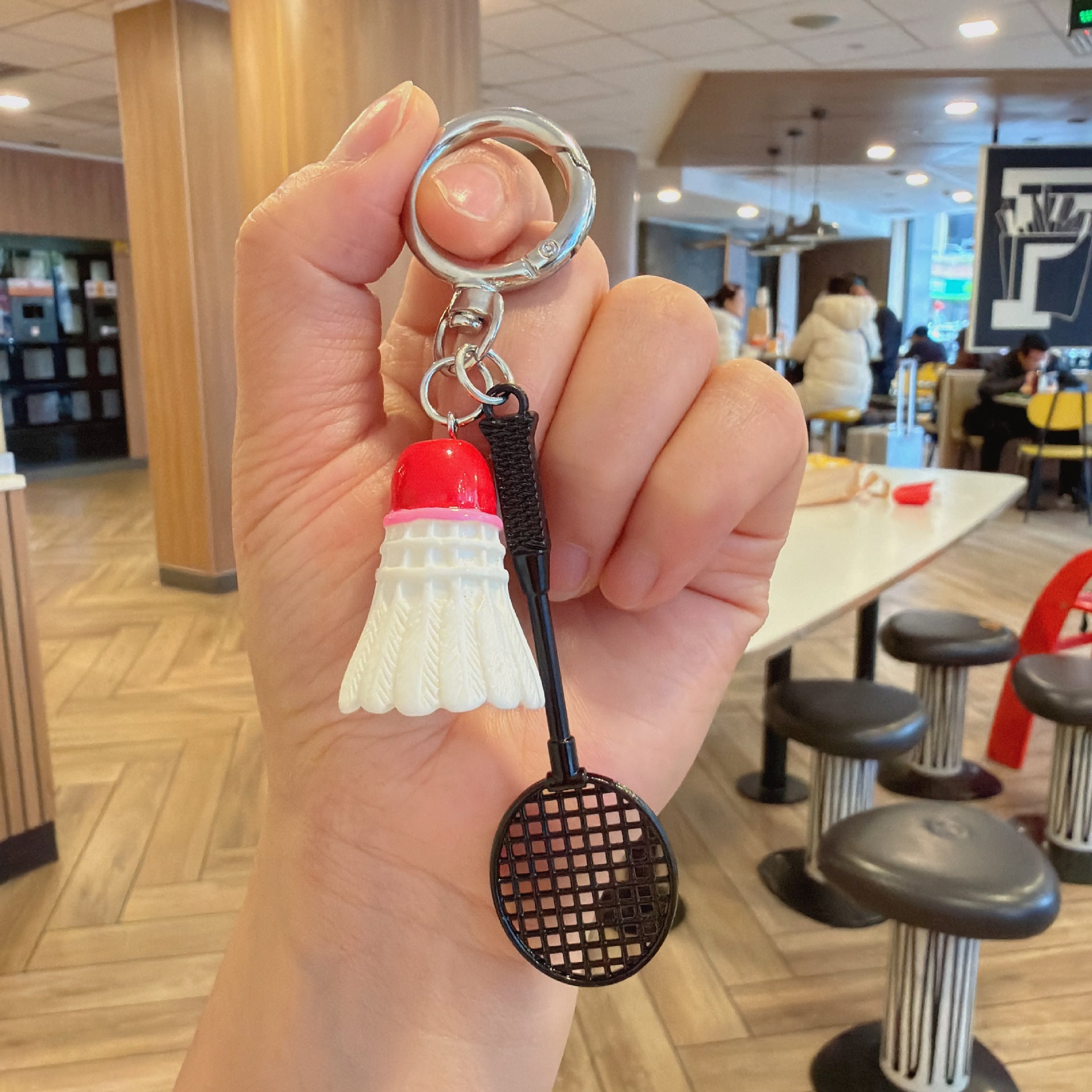 Wholesale Green Acrylic Badminton Racket Keychain Sports Fan Bag Charm Decorative Gift For Girls