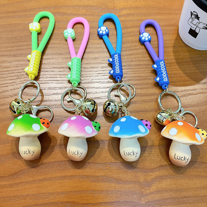 Wholesale Creative Cartoon Resin Ladybug Mushroom Keychain