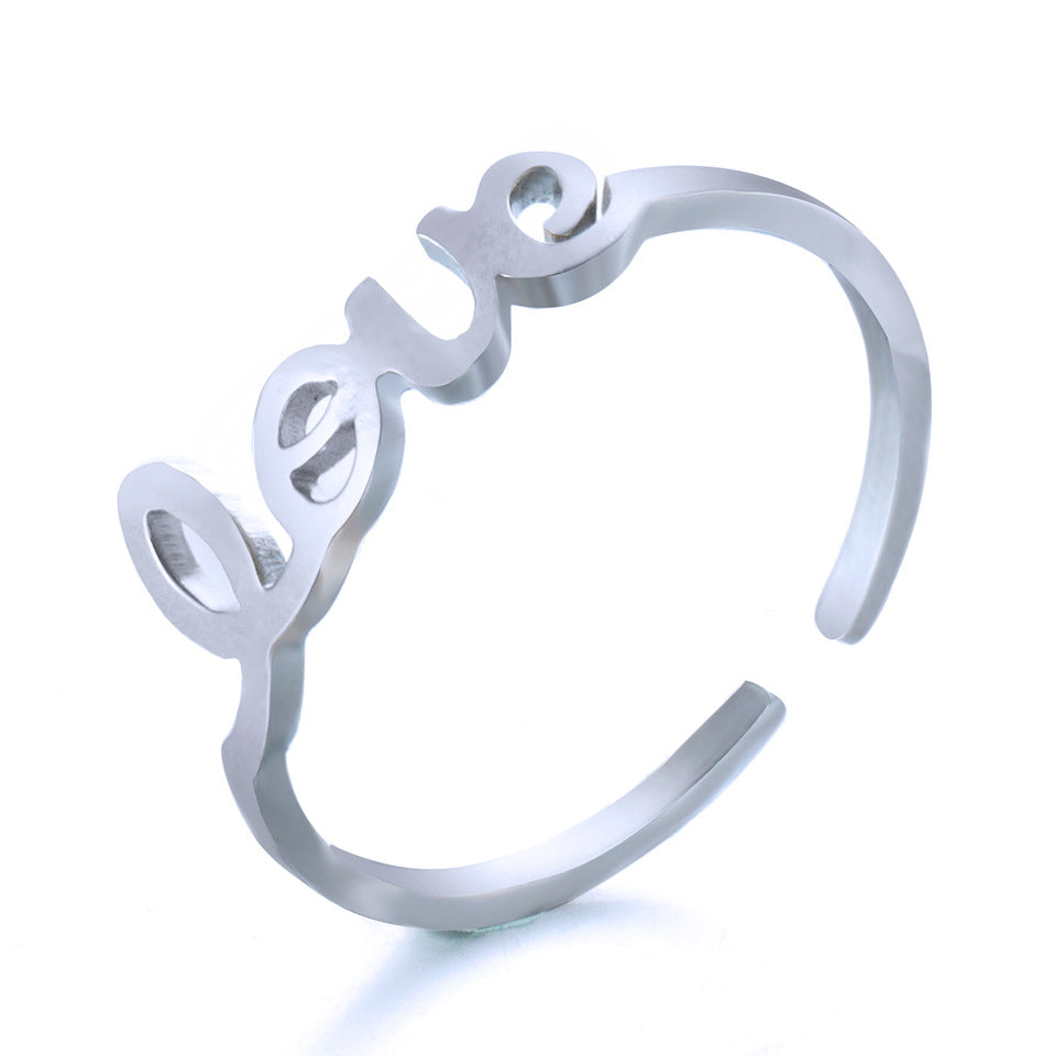 Wholesale Stainless Steel Open Letter Love Ring
