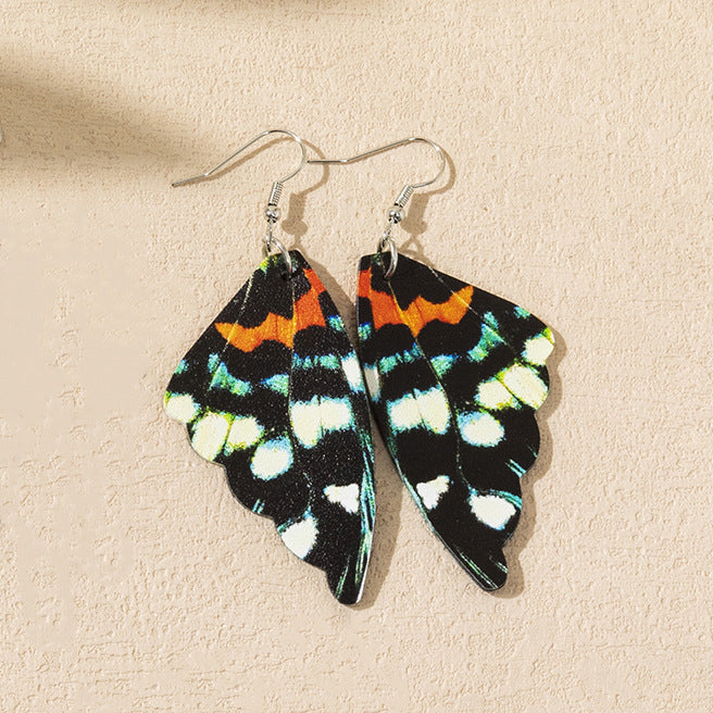 Wholesale Painted Butterfly PU Leather Earrings