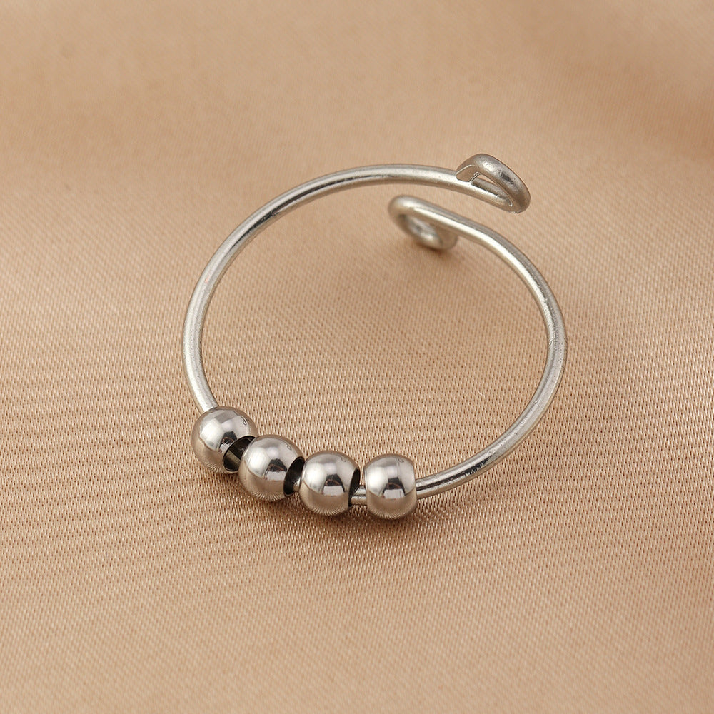 Wholesale New Rainbow Rice Bead Titanium Ring