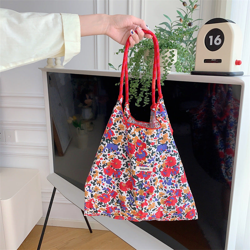 Wholesale Large Capacity Cotton Floral Handbag Shoulder Bag