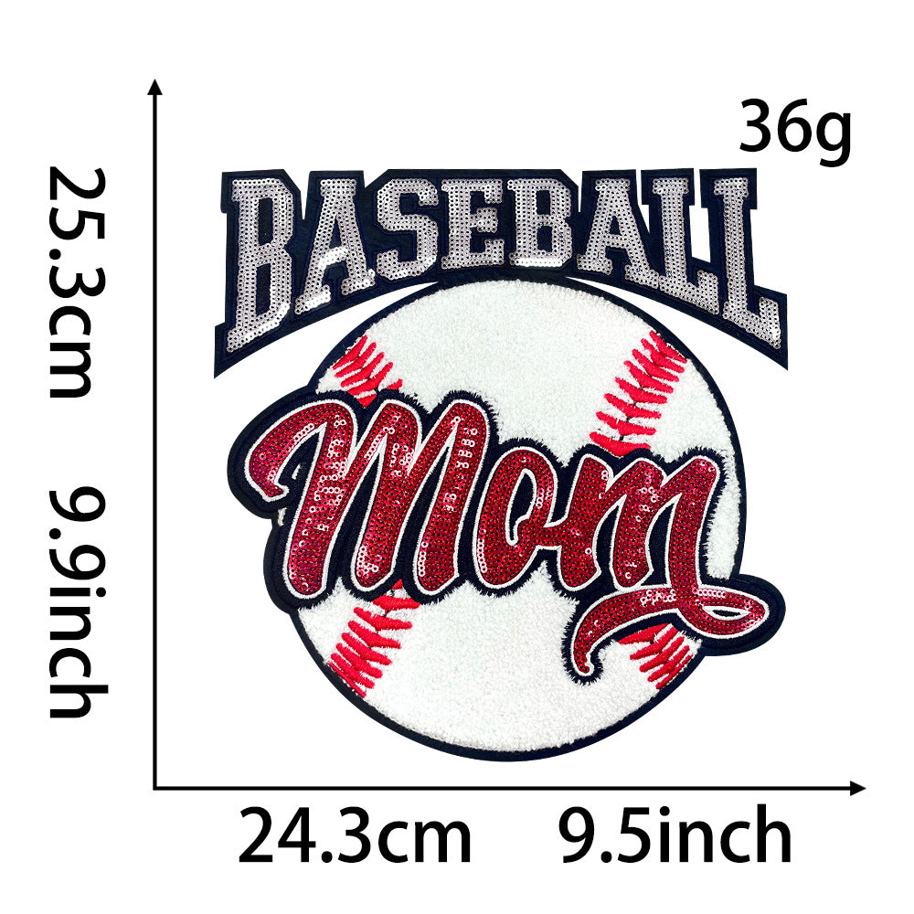 Wholesale Baseball Mom Embroidered Patch Red Hot Melt Glue Baseball Theme Decorative Fashion Accessory For Coats Gift Boutique Resale