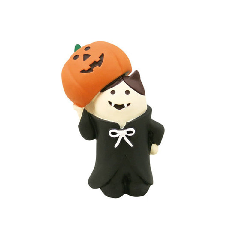 Wholesale  Themed Clown Cat Pumpkin Miniature Resin Scene Ornament For Home Decor Gift