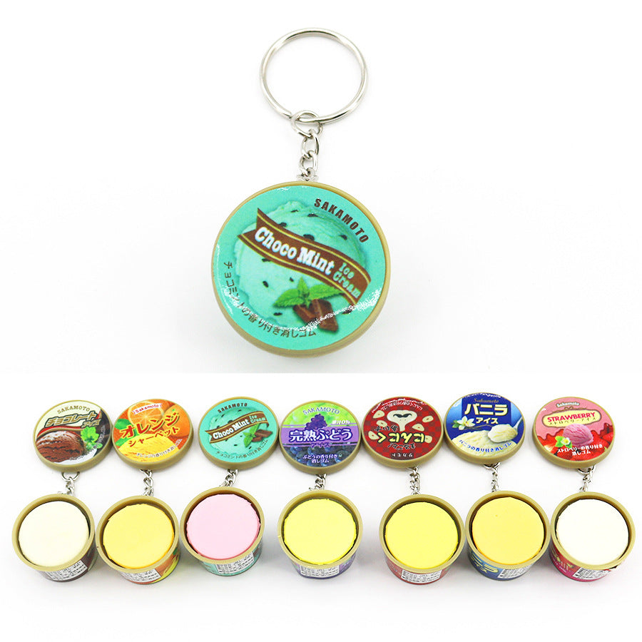 Wholesale Simulation Pinch Multi-flavor Ice Cream Keychain