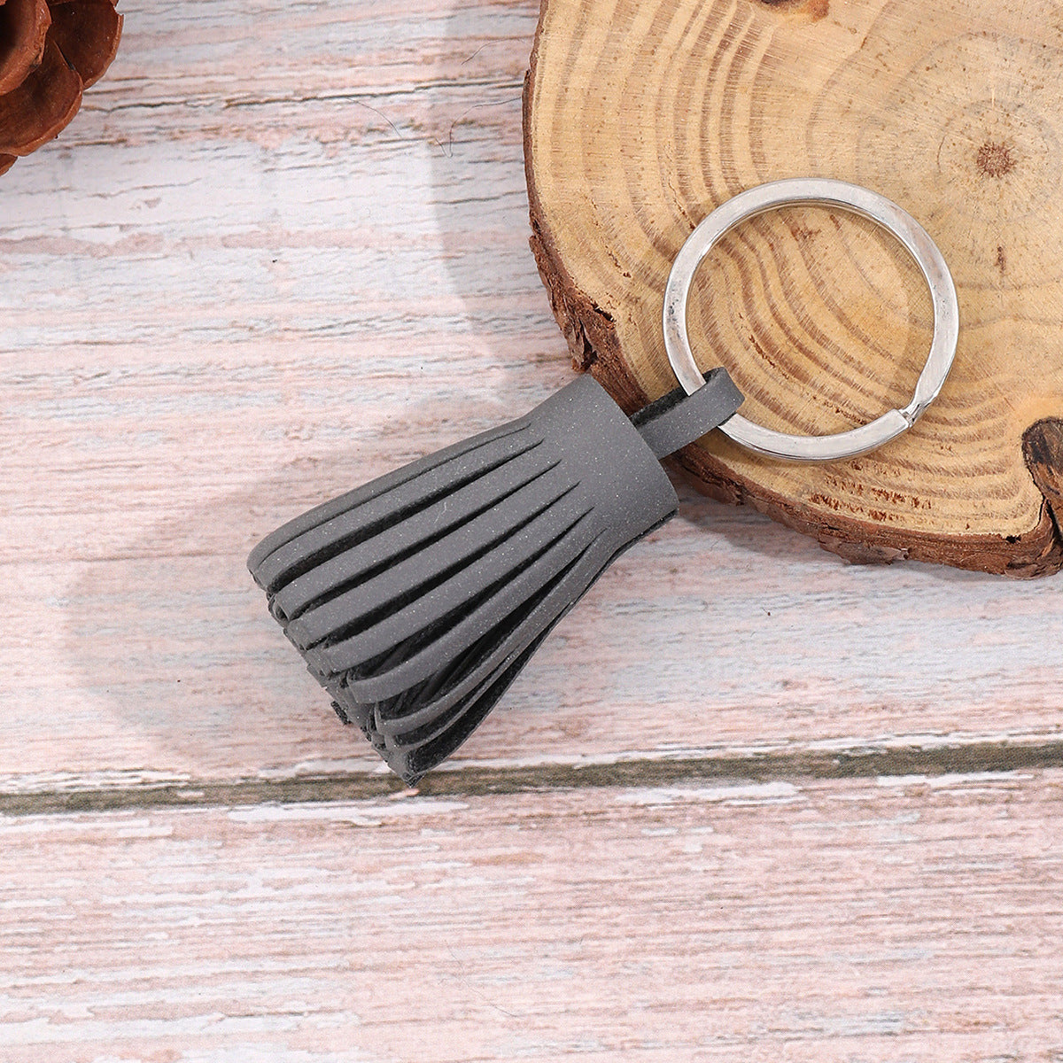 Tassel Night Light Luminous Leather PU Keychain Pendant