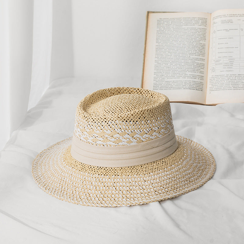 Wholesale Summer Color Matching Concave Top Straw Hat Sunshade Jazz Hat