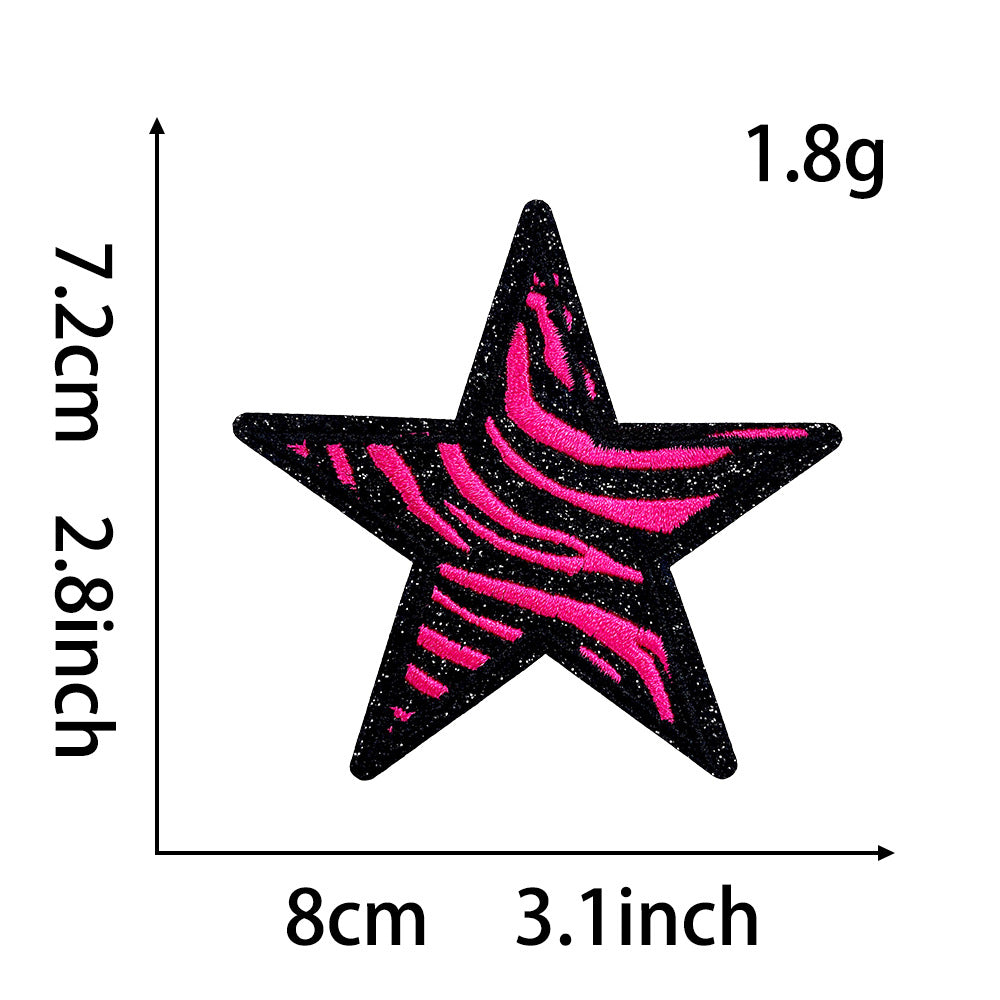 Wholesale Zebra Pattern Heart Lightning Star Series Embroider DIY Patches