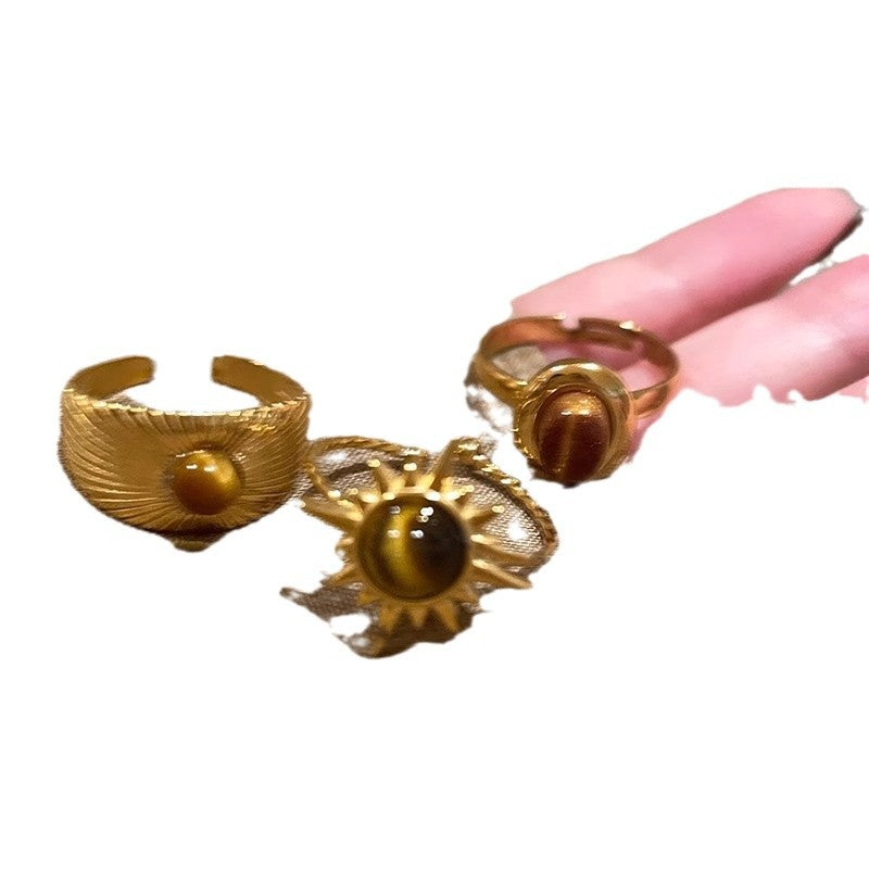 Wholesale Golden Sunflower Tiger Eye Ring