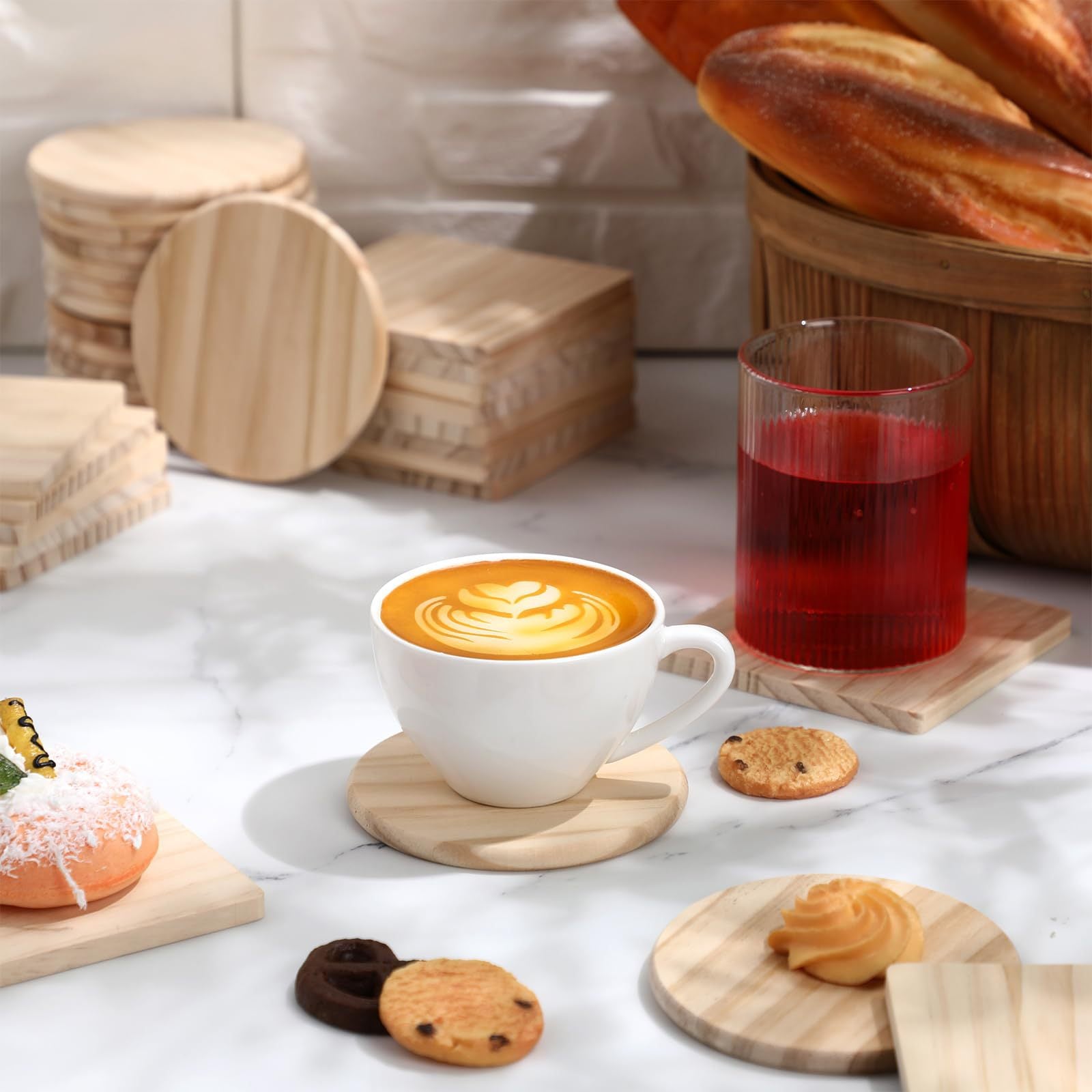 Wholesale Factory direct wooden coasters logo lettering square round love wooden coasters household wooden coasters