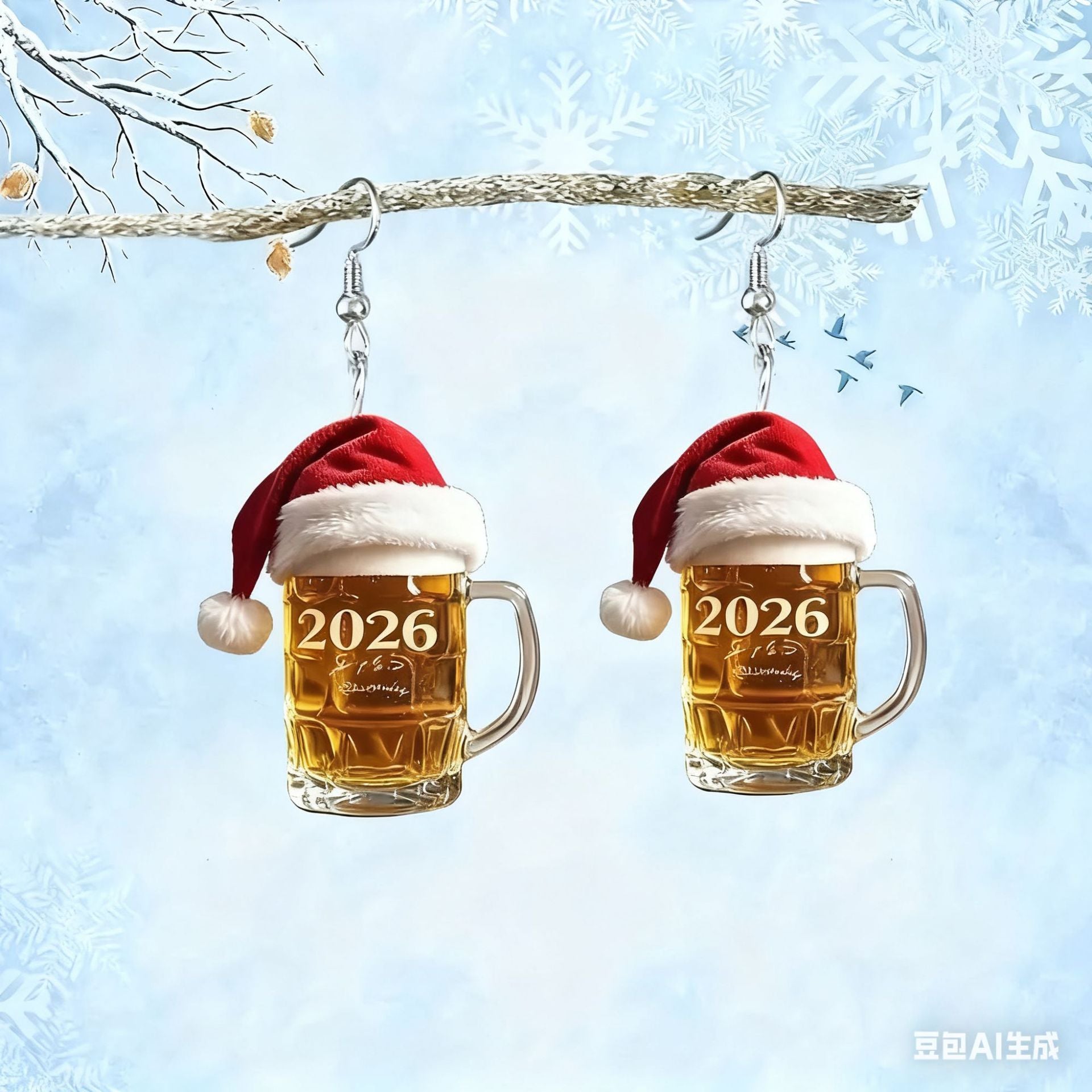 Wholesale 2026 Christmas Beer Mug Acrylic Earrings