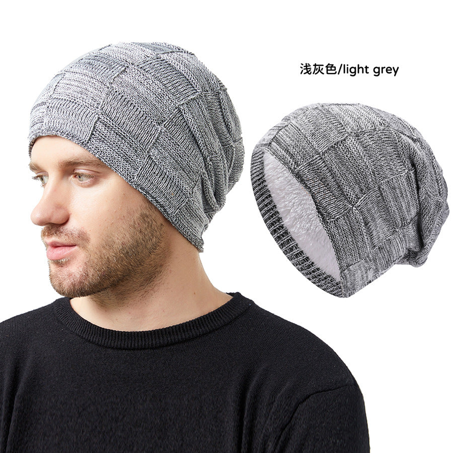 Wholesale Men's Knitted Hats Couple's Style Plus Velvet Ear Protection Pile Pullover Hat