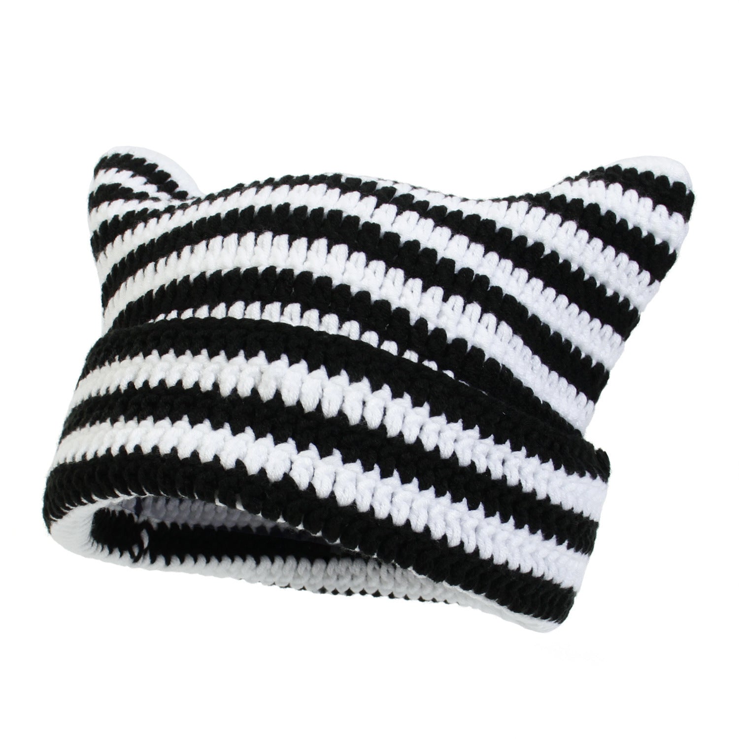 Wholesale Crochet Wool Cat Ears Striped Hat