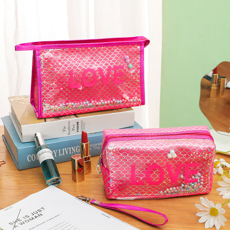 Wholesale Polyester Cosmetic Bags, Cartoon Storage Bags, Rolling Ball Cosmetic Bags
