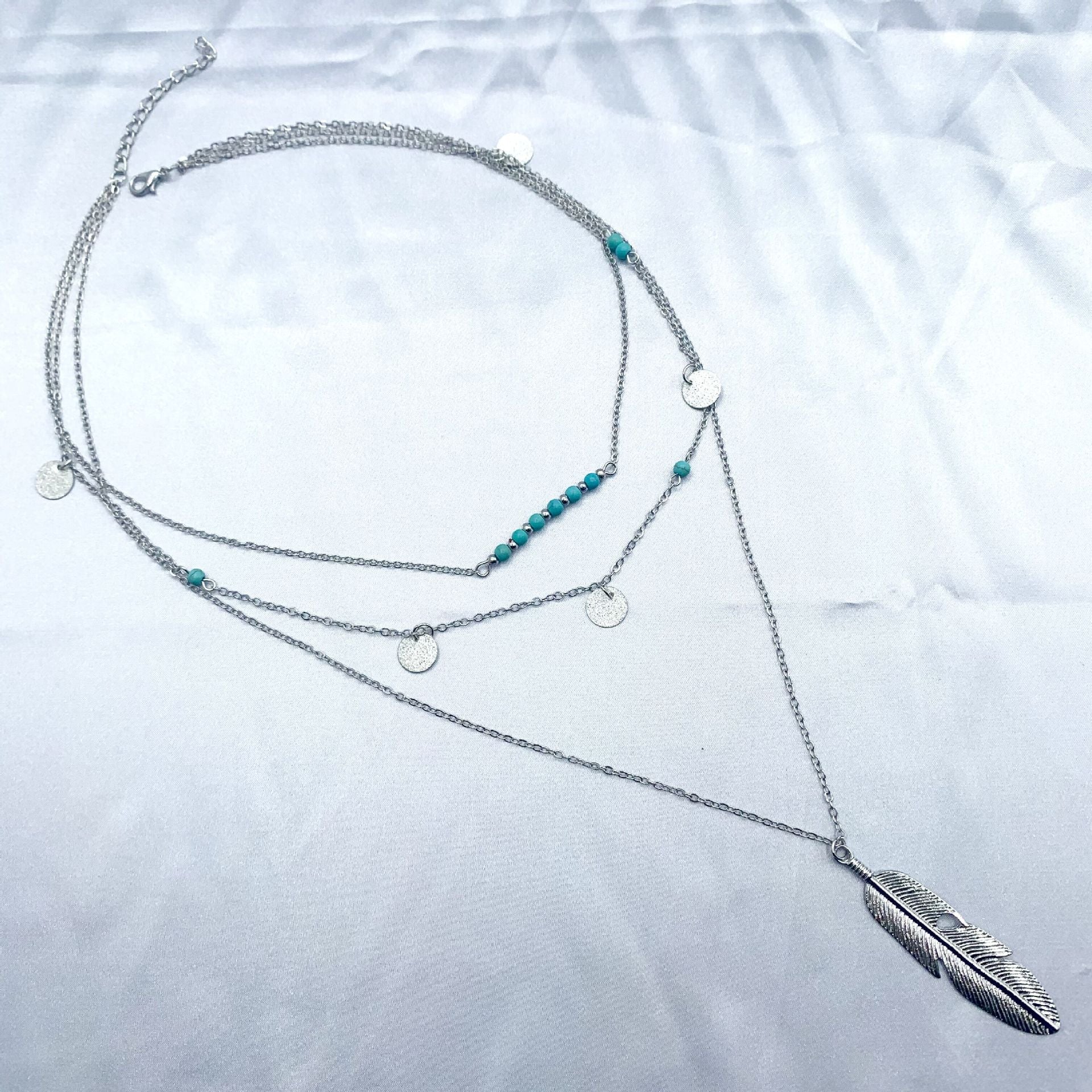 Wholesale Multi-layered Geometric Leaf Alloy Necklace