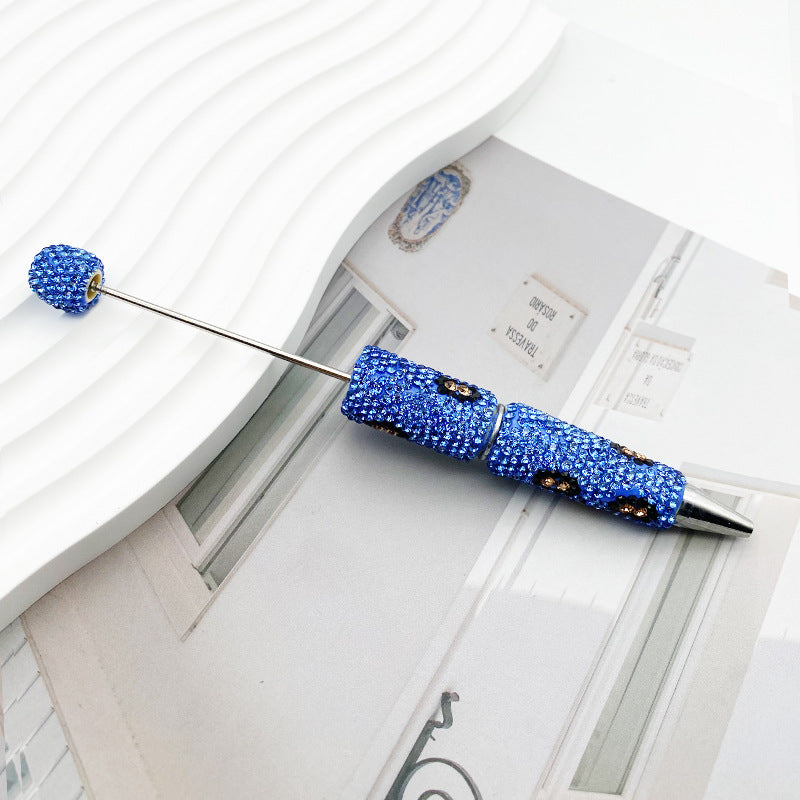Wholesale wholesale beadable pens DIY heavy leopard full diamond bead pen