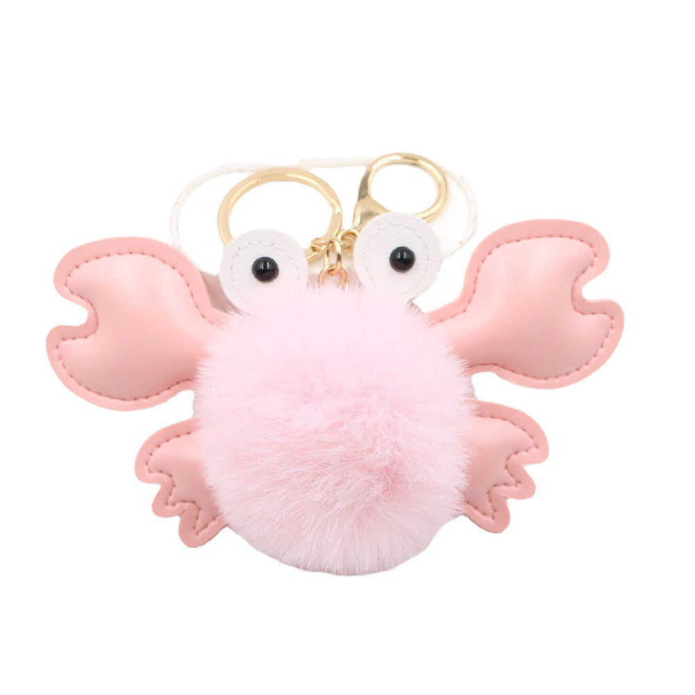 Wholesale Stylish White Leather Crab Pendant Keychain Bag Charm Decorative Gift Accessory
