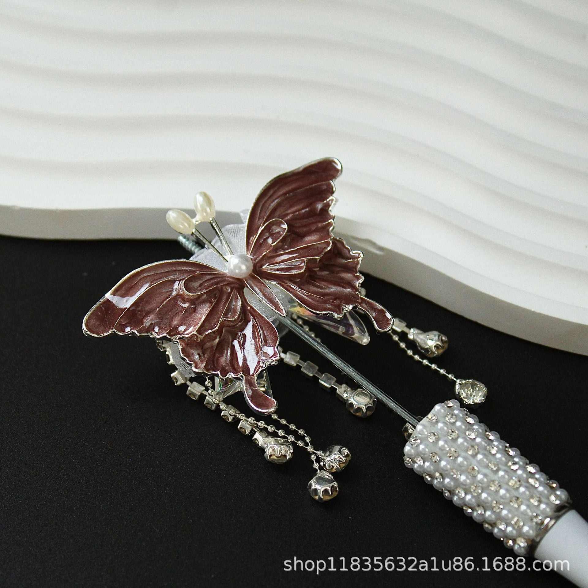 Wholesale 10pcs colored butterfly diamond ball tassel beads