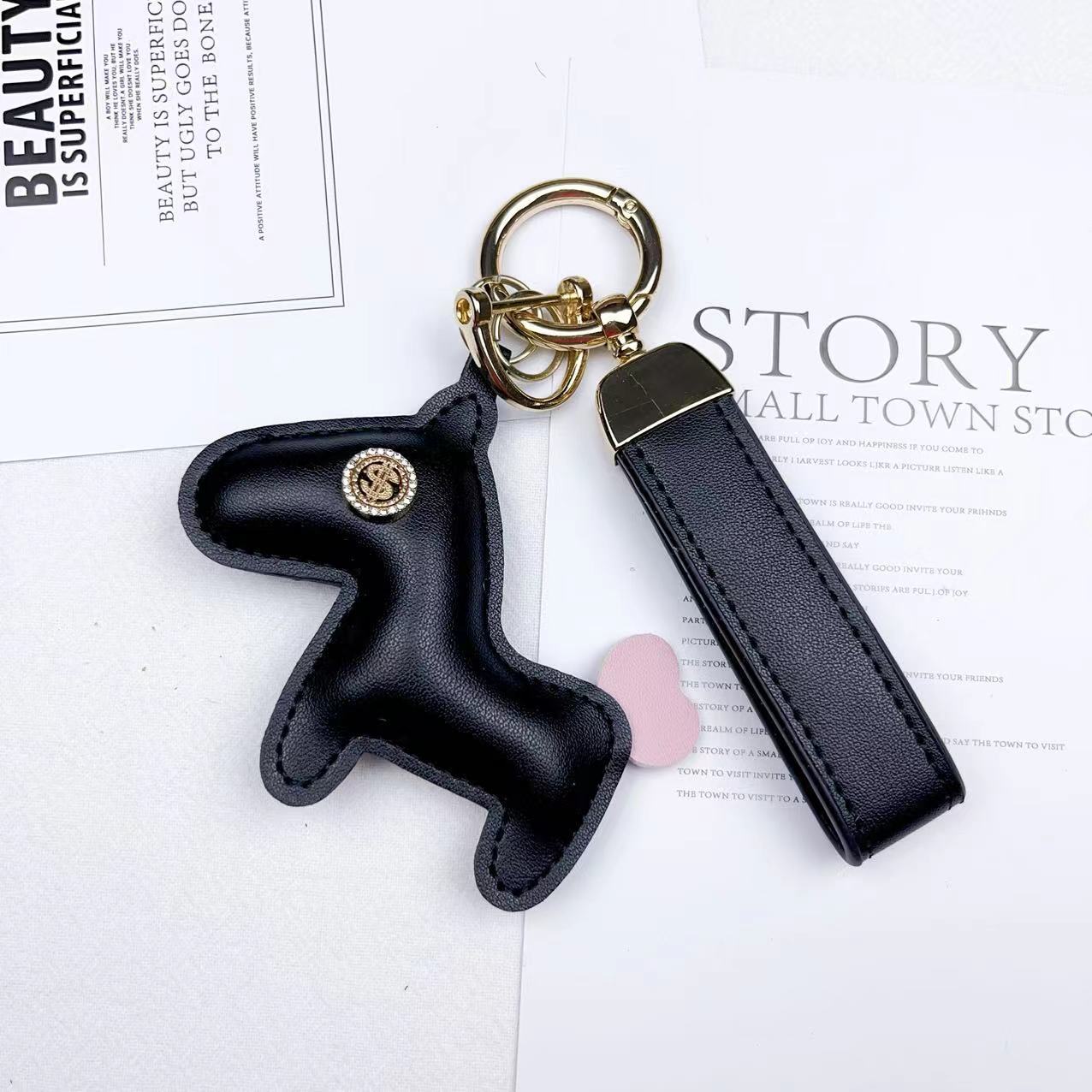 Wholesale USD Horse PU Leather Creative Car Pendant Pattern Pony Keychains