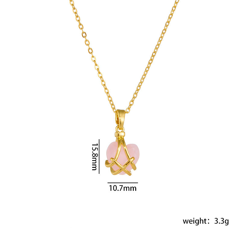 Wholesale birthday Stone Love necklace female niche design luxury design pendant accessories clavicle chain