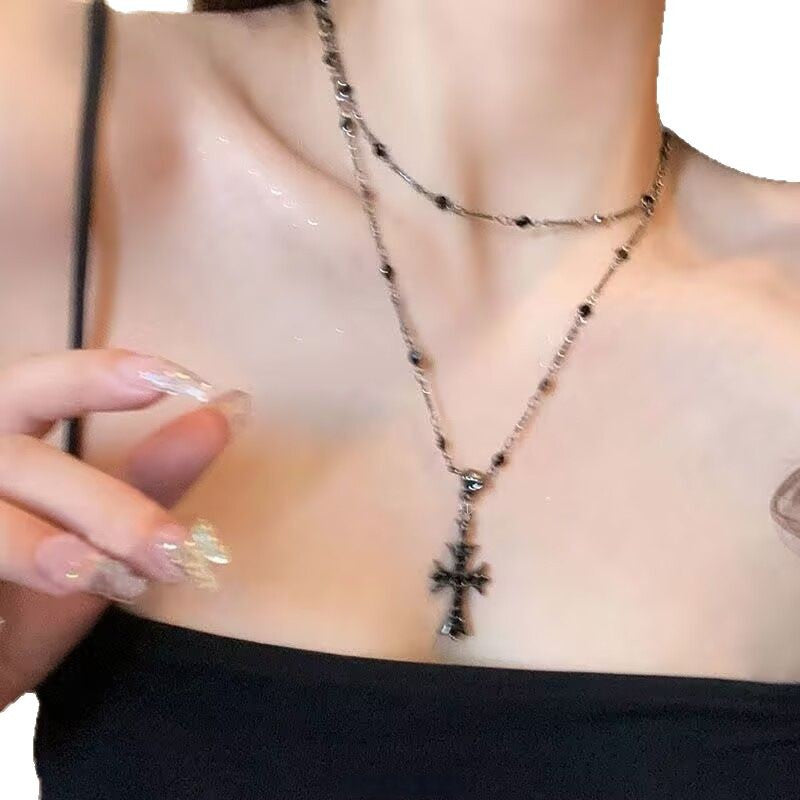 Wholesale Cross long necklace clavicle chain