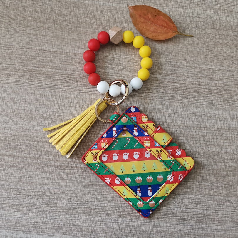 Wholesale Christmas Santa Claus Snowman Moose Silicone Wrist Coin Purse Keychain