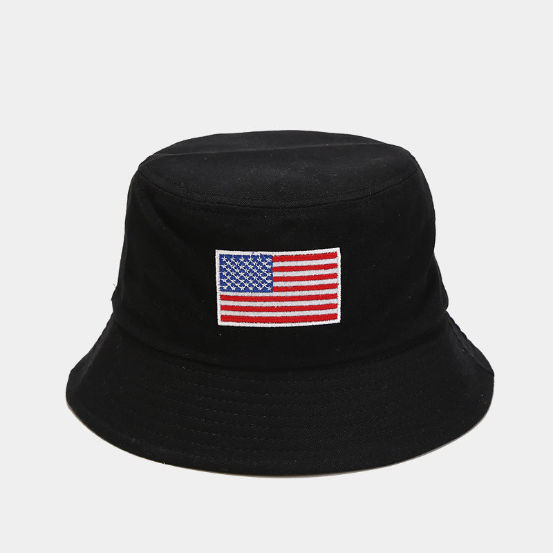 Sombrero de cubo bordado de bandera americana de poliéster al por mayor