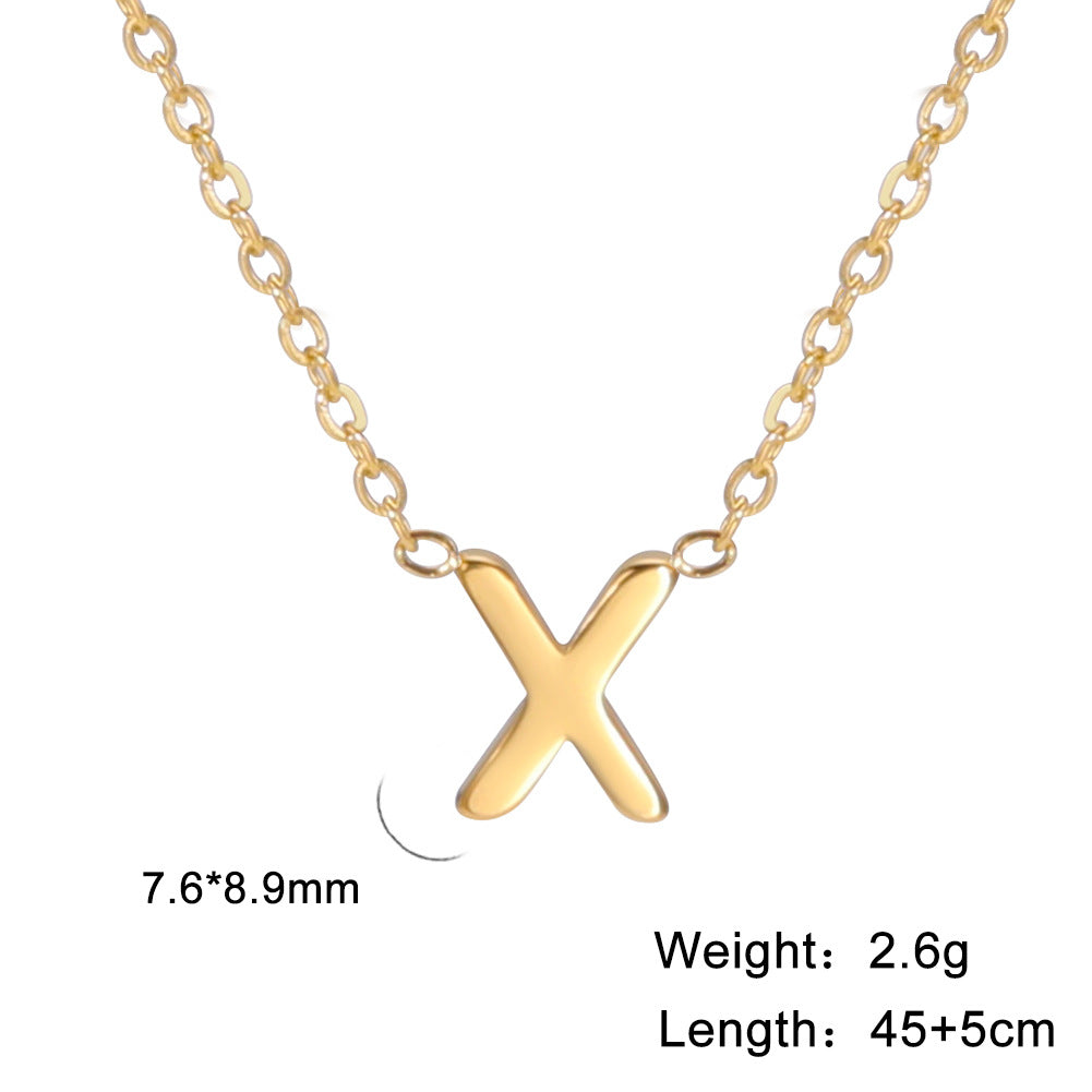 Wholesale 26 Letters Gold 18k Real Gold Electroplated 304 Stainless Steel Necklace