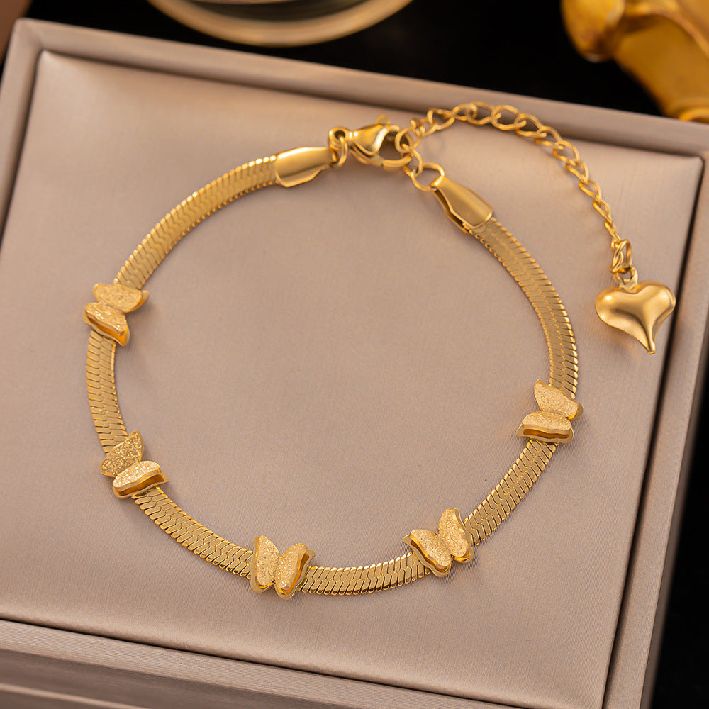 Cadena de ósea de la serpiente de la mariposa de flores al por mayor no brazalete de acero de titanio no desanimado