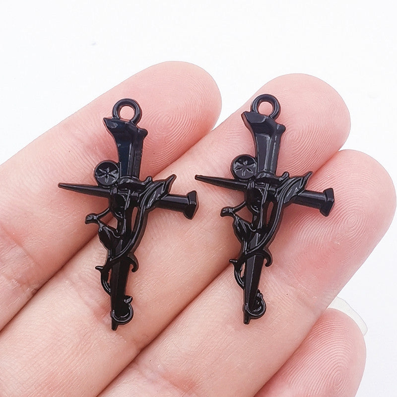 Wholesale 30PCS New Thorn Rose Cross DIY Zinc Alloy Pendant