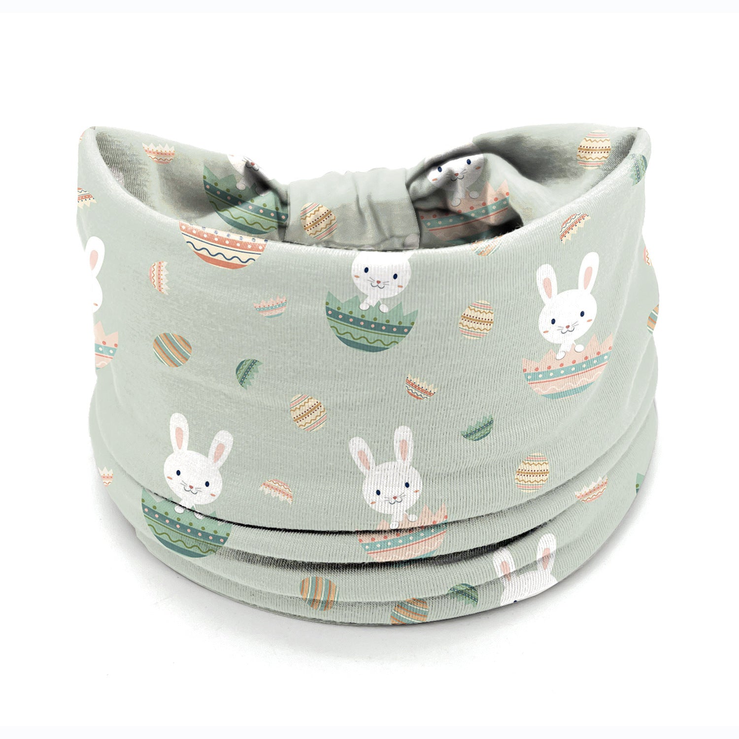 Wholesale Easter egg bunny print elastic wide edge knotted headband