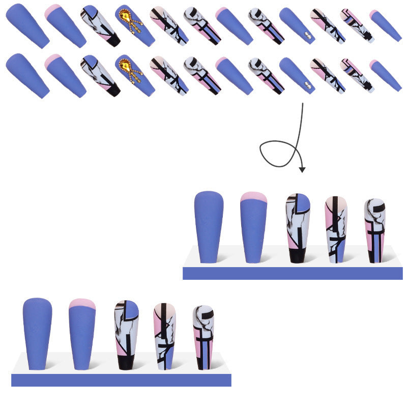 Geometría larga al por mayor pegatinas de uñas marmbling