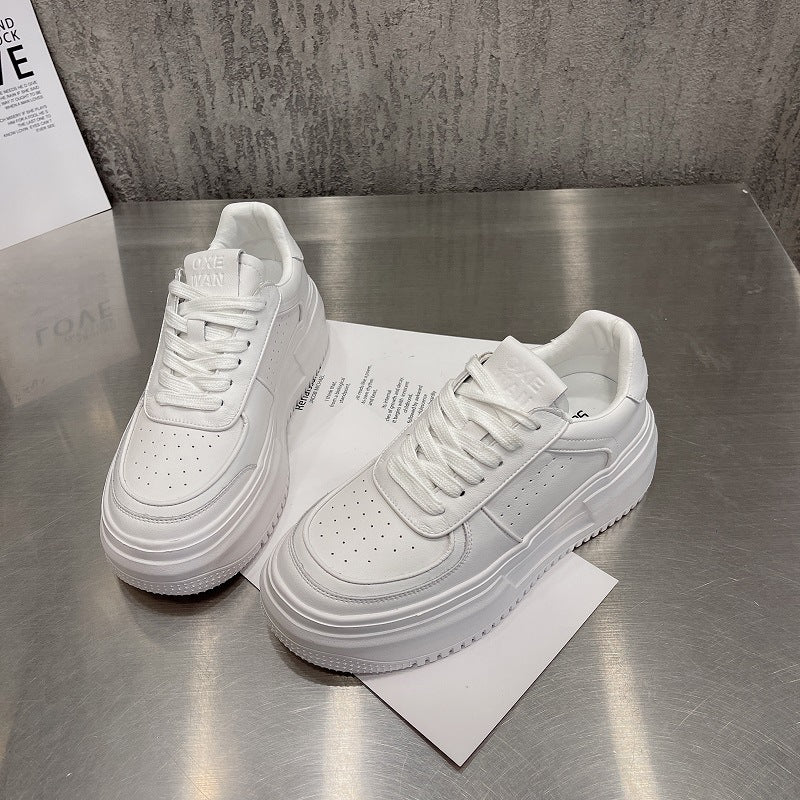 Wholesale 2023 Leather Thick Sole Casual Sports Small White Shoes