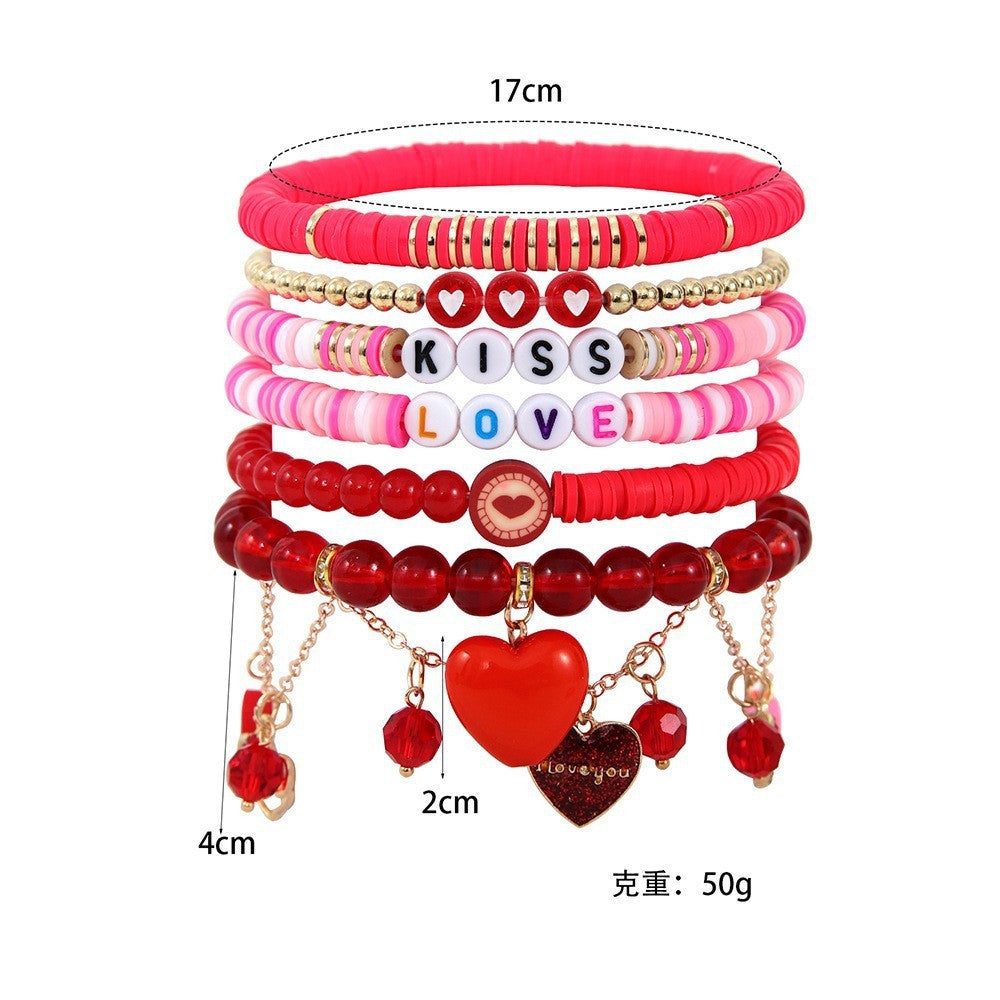 Wholesale Valentine' s Day Love Stacked Letter clay bead bracelet