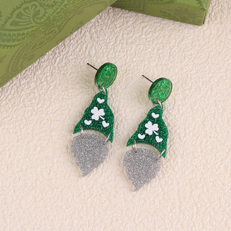 Wholesale St.  Patrick' s shamrock hat-shaped letter Acrylic Earrings