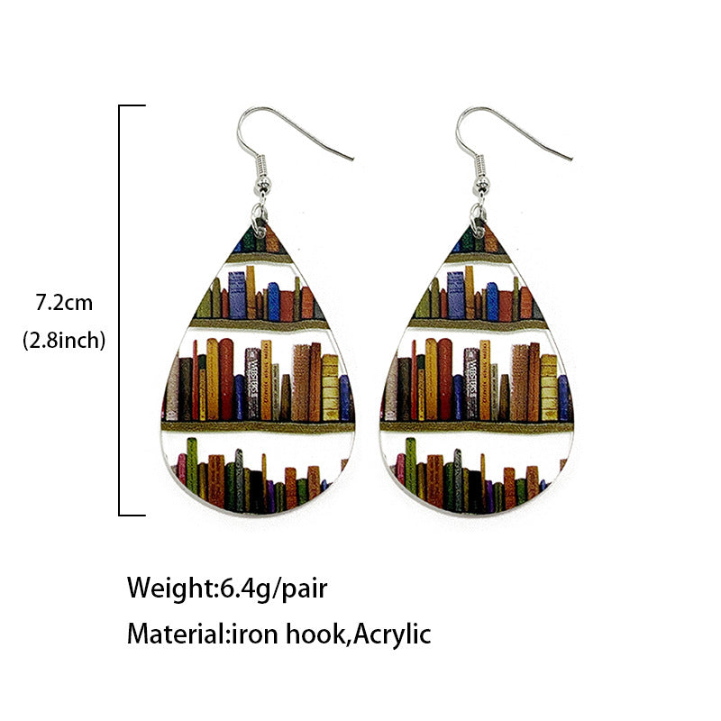 Wholesale Waterdrop Splicing Bookshelf Acrylic Teacher' s Day Earrings