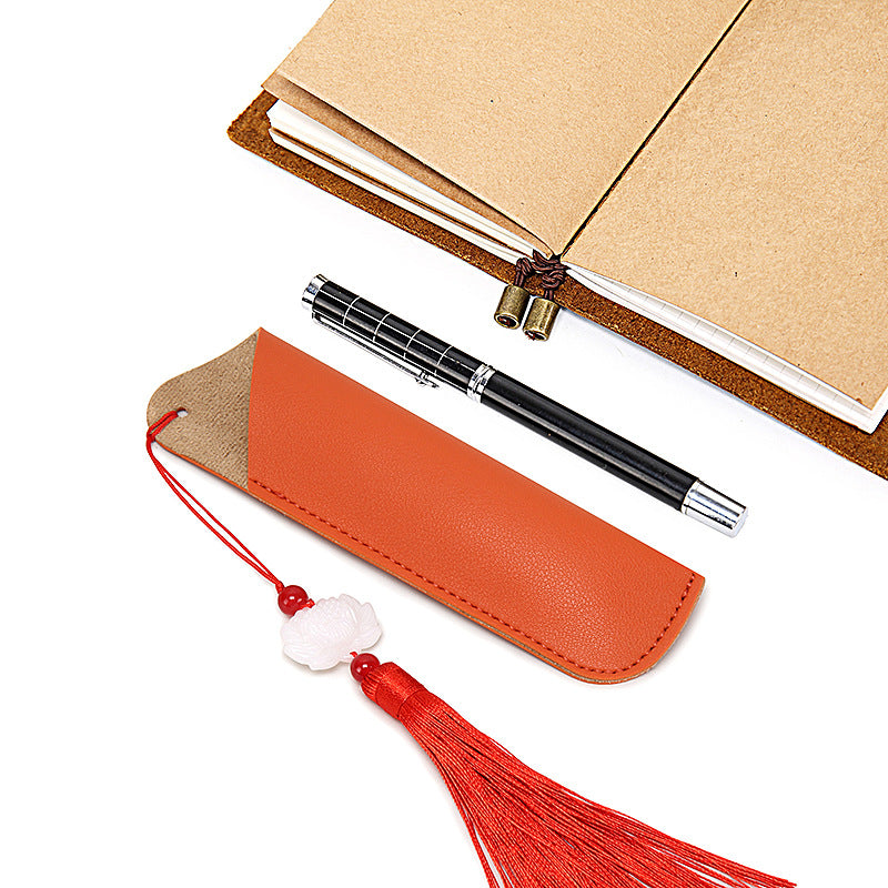 Wholesale PU Leather Creative Simple Pen Protective Cover Diy Student Solid Color Pencil Bag