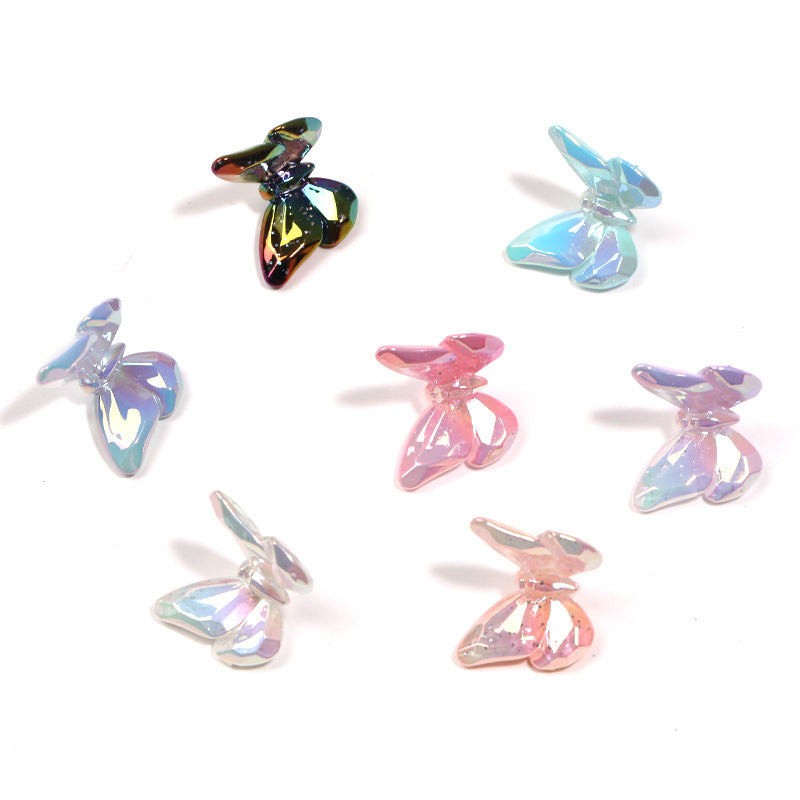 Wholesale 200pcs Translucent sequin butterfly beads UV plated wings hanging hole beads diy mobile phone chain keychain accessories pendant