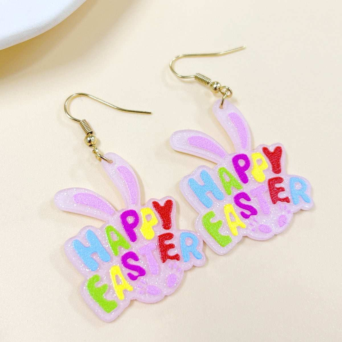 Wholesale Easter sequin bunny pink cartoon earrings