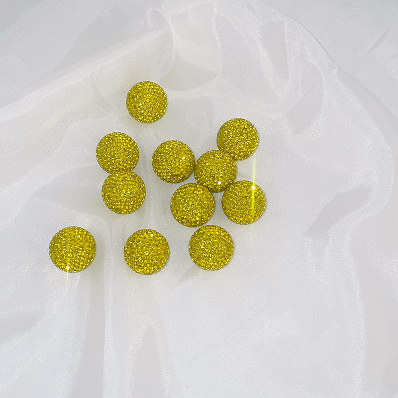 Wholesale 10pcs Half Hole 2cm  Yellow Soft Clay Full Diamond  Crystal Beads Pen Cap