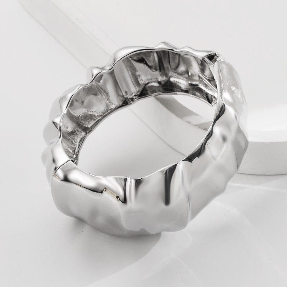 Wholesale glossy irregular wrinkled metal geometric bracelet