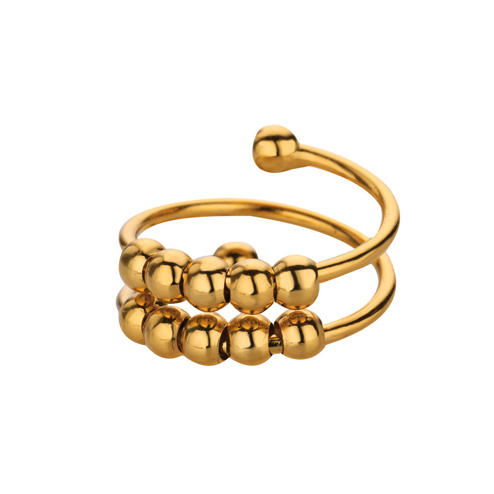 Wholesale Spiral bead rotatable open ring